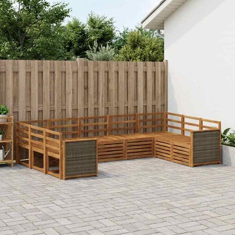 vidaXL Ecksofa Set 7 pcs Natur Massivholz Akazie (1/5)