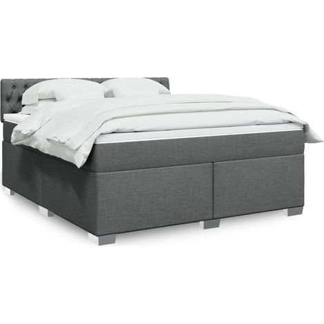 Boxspringbett mit Matratze Dunkelgrau 180x200 cm Stoff (1/5)