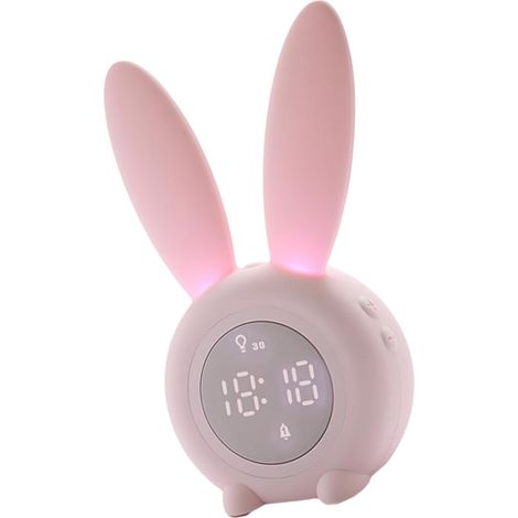 Mini Réveil Lapin LED Rose avec Oreilles, Horloge Électronique de (1/5)