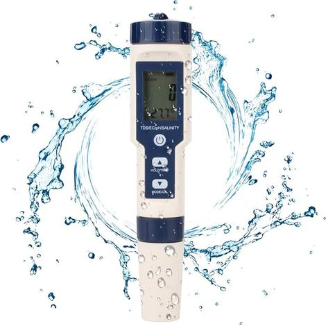 Lntyq Wassertest 5 und 1 Multifunktioneller Wasserqualitätstest, TDS/EC/Salzgehalt/PH/Temperaturnummer für Trinkwasser, Schwimmbad, Aquarium, Aquarium, hydroponische Kultur (1/5)