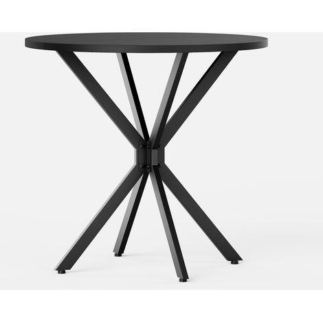 Table ronde noire à plateau 80 cm avec pieds en X en acier - Table polyvalente pour cuisine, salon ou bureau (1/5)