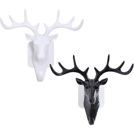 Gancho Adhesivo - Gancho Decorativo para Pared - Diseño de Cuernos de Ciervo - Para Llaves, Sombreros, Bolsos - 2 Unidades (1/5)