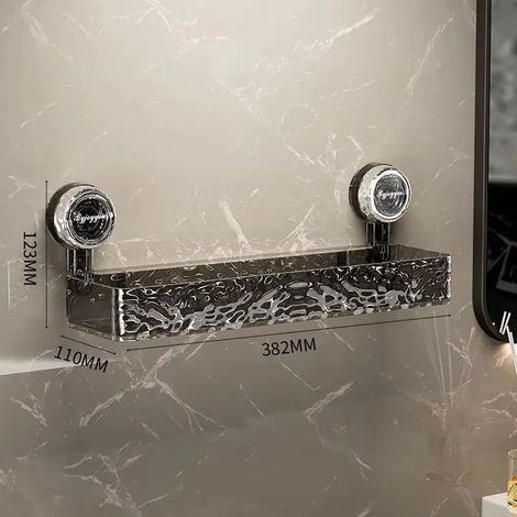 Étagère de rangement murale à ventouses (gris) pour salle de bain, fixation murale, sans perçage, pour lavabo d'angle, rangement pour articles de toilette et autres produits de toilette. (1/5)