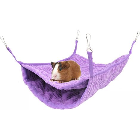 Hammock Double Étagé - Pour Furets Adultes ou Rats - Fixation Par Clips - Tissu Quilte - Gris - 1 Pièce (1/5)