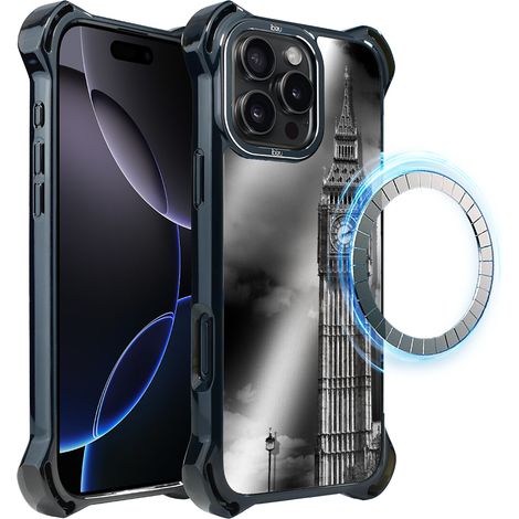 Hülle für iPhone 16 Pro Max ibizu DropGuard Ultra mit MagSafe, Noir City, Big Ben (1/5)