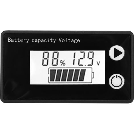 Indicateur de capacité de batterie LCD 12V, testeur de batterie au lithium, voltmètre numérique universel (10-100V, alarme bleue) (1/5)