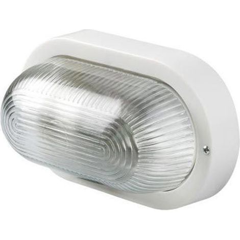 PLAFONIERA PLASTICA OVALE BIANCA VETRO 207X118mm ESTERNO 60W ROSI (1/2)