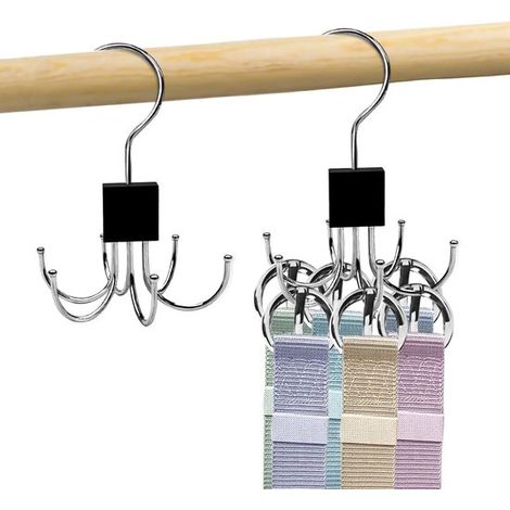 Organizador de cinturones - Percha para accesorios - Organizador de armario - Giratorio 360 grados - 2 piezas - Negro (1/5)