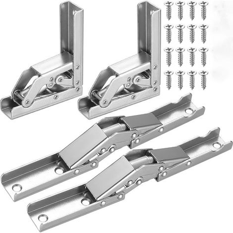 4 Pcs Charnières de Porte, Charnières étagère Pliables à 90 Degrés/180 Degrés, Charnières pour étagères Table Console Pliable (1/5)