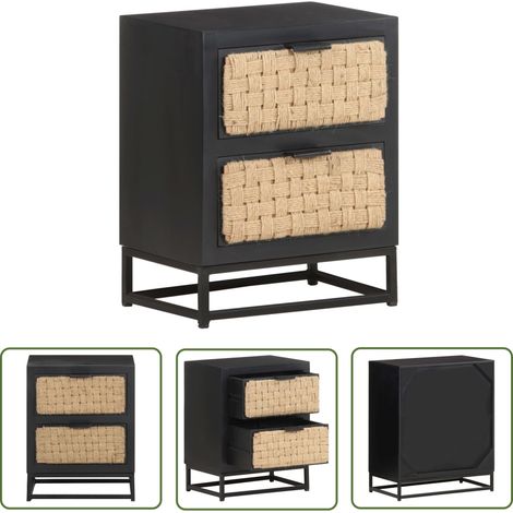 The Living Store Table de chevet 40x30x50 cm Bois de manguier massif - Table De Chevet Industrielle - Meuble De Chambre - Table D'appoint - Bois De Manguier - Design Industriel (1/5)