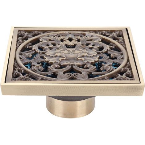 Siphon de sol en cuivre Antique 10x10cm, Anti-odeur, pour salle de bain, Anti-colmatage, pour hôtel (1/3)