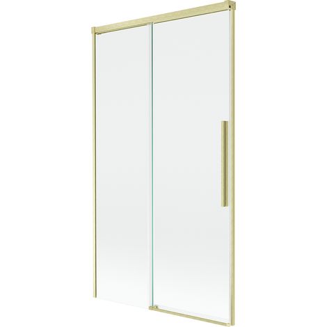 Mexen Rox paratia per vasca da bagno a 2 ante scorrevole 100 x 150 cm, trasparente, oro spazzolato - 8C9-100-001-55-00