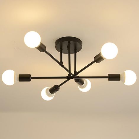 Sputnik Lustre Vintage en Meta, Douille E27, 6 Lumières, Noir (1/5)
