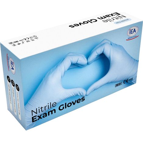 Gants en nitrile taille M - Gants à usage unique, Gants jetables, Gants d'examen, Sans latex, Sans poudre, Résistants à la déchirure, Doux pour la peau, 100 pièces, Bleu (1/5)