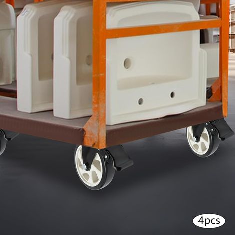 Ensemble de 4 roulettes industrielles robustes de 5 pouces avec freins, adaptées aux chariots de cou (1/5)