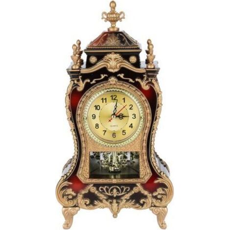 Horloge de Table en plastique de Style Vintage, réveil de bureau décoratif Antique pour maison, hôtel (rouge brunâtre)