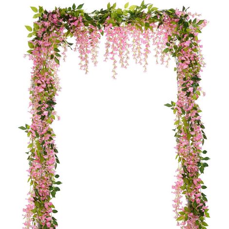 Guirlande de glycine artificielle rose, fleurs suspendues en soie, décoration maison, mariage, jardin, fête (1/4)