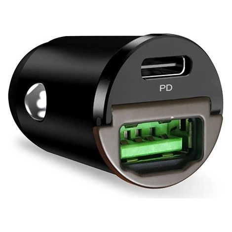 Puro Mini 30W Power Delivery USB-C USB-A Kfz-Ladegerät – Schwarz