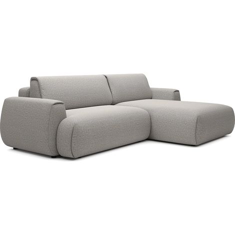 Divano letto angolare destro in tessuto ciniglia grigio - MONELIA (1/5)