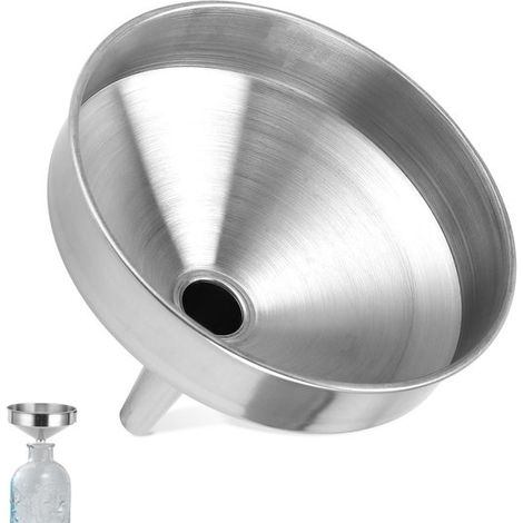 Dailygoody - Embudo de acero inoxidable - Embudo grande - Ideal para aceites y especias - 1 L - Embudo de metal - Práctico y duradero (1/5)