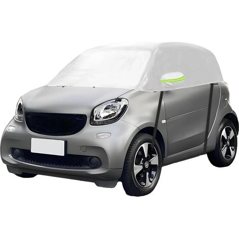 Demi Bâche Voiture Extérieur Compatible avec Fortwo 2006-2025, Bâche Voiture Extérieur, Housse de Protection Voiture Étanche, Étanche Anti UV Soleil Anti Rayure (Blanc) (1/5)