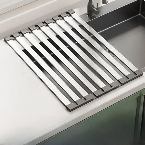Séchoir à Vaisselle Enroulable, Tapis D'égouttage Au-dessus De L'évier, Égouttoir à Vaisselle Pliable, égouttoir à Vaisselle Pliabl (1/4)