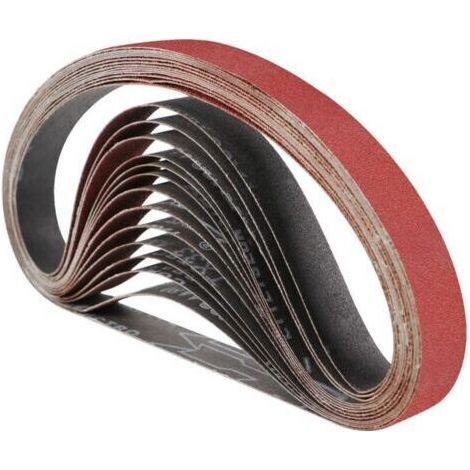 Banda abrasiva de 25 x 762 mm para lijadora - Juego de bandas abrasivas mixtas (3 granos: 60/80/120/180/240) para lijadoras de banda (15 piezas) (1/4)