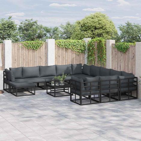 vidaXL Garden Sofa Set 12 pcs Black Aluminium (1/5)