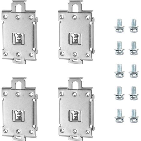 Lot de 4 Supports de Montage sur Rail DIN 35 mm, Clips de Retenue pour Relais Statique, avec Vis de Fixation, Robustes et Durables, Idéaux pour l'Installation de Relais dans les Armoires Électriques