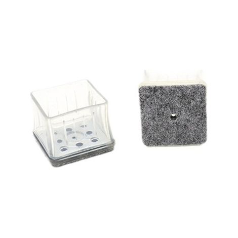CCYKXA 16-teiliger Stuhlbeinschutz, durchsichtige quadratische Stuhlbeinkappen aus Silikon mit Filzgleitern und Metalldichtung, für Hartholzböden (quadratisch 24–29 mm) (1/5)