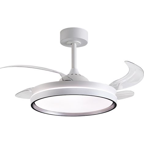 Ventilateur dc akran argent, 4 pales rétractables, 72w led 300040006000k, h.35xd.108/50cm