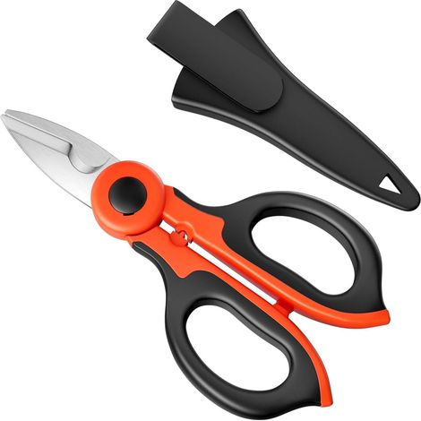 Orange Noir Ciseaux, Coupe Cable Electrique, Ciseaux Fibre Optique pour Canal de Câble, Outillage Electricien, Outil Electricien Professionnel, pour Coupe de Tôle en Fer, Câble Optique (1/5)