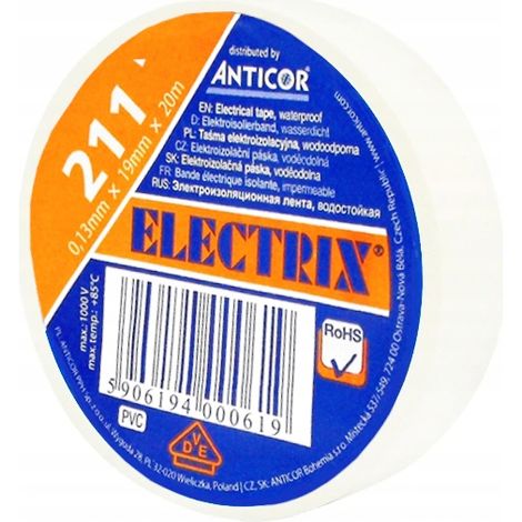 Nastro isolante elettrico in PVC 19x20 bianco (1/5)