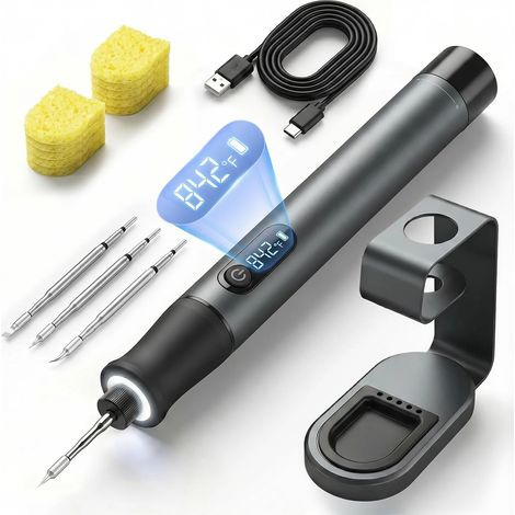 Fer à souder sans fil avec batterie de 2600 mAh et contrôle intelligent de la température, adapté à la réparation électronique des circuits imprimés. (1/5)
