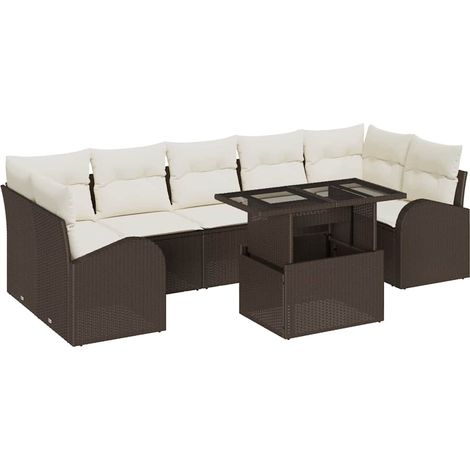 Maison Exclusive - Garten-Sofa-Set mit Kissen 8 pcs Braun Poly Ra