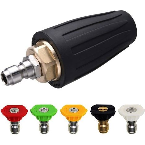 Turbodüse für Hochdruckreiniger, Rotationsdüse und 5 Düsen, 1/4"-Schnellanschluss, 3600 PSI, 2,5 mm Öffnung (1/5)
