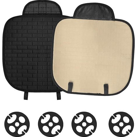 2 Piece Car Seat Cushion Ventilated Car Seat Cushion with Pocket Car Seat Cushion Non-Slip for Office Home Black (1/5)