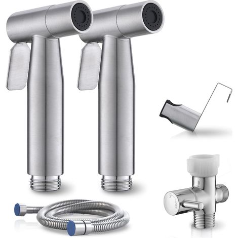 Lot de 2 pulvérisateurs de bidet pour toilettes, pulvérisateur à main avec jet réglable pour toilettes, bidet à main, ensemble de pulvérisateur à couches en tissu, douche musulmane, bidet à (1/4)
