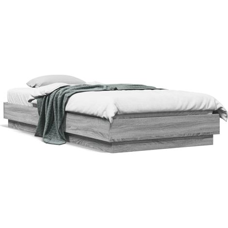 Bed Frame without Mattress with LED Lights Grey Sonoma 90x200 cm vidaXL (1/5)