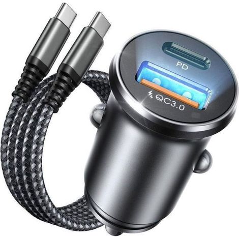 Chargeur Voiture Type-C 30W+22.5W C-C Câble 1 M, Allume Cigare USB C Rapide, pour iPhone15 16, Samsung S24 S25 Huawei iPad (1/4)
