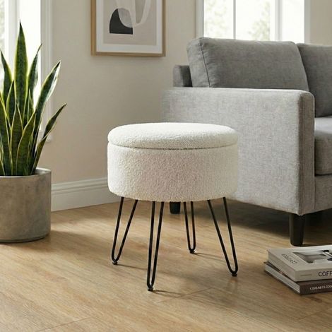 Scandi Boucle Storage Stool (1/2)