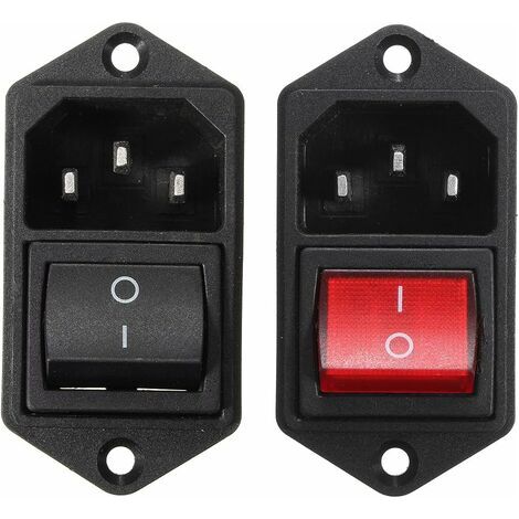 10A 250V 3Pin Iec320 C14 Inlet Module Plug Fuse with Switch Mâle Socket d'alimentation 2Pcs (1/5)