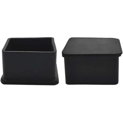 Lot de 2 embouts carrés noirs antidérapants en caoutchouc pour pieds de chaises et de tables (1/5)