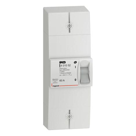 Disjoncteur de branchement Enedis bipolaire non différentiel intensité 60A non réglable - 401052 - LEGRAND