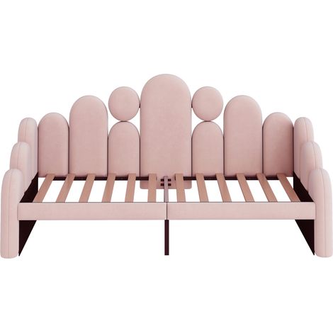 Divano letto imbottito 2 in 1 con cuccia per animali 180 x 200 cm in velluto rosa (1/5)