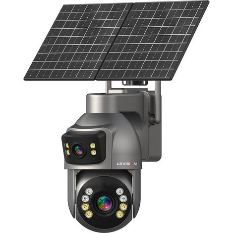 Caméra de surveillance solaire 4G LS VISION AOV, double objectif 2K et double écran, PTZ 355°/100°, zoom optique 20x, double panneau solaire 16 W,uivi automatique, vision nocturne couleur et infraroug (1/5)