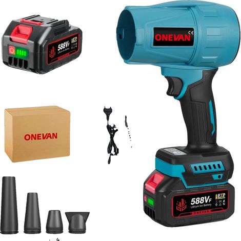 Souffleur Turbo, Moteur Sans Balais, Vitesse du Vent de 350 m/s, 1Batterie 1Chargeur UE (1/2)