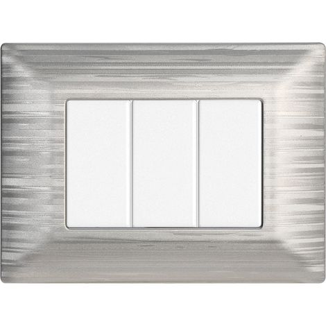 Placca Plastica Serie Solar 3P Colore Silver Satinato Compatibile Con Bticino Matix (1/6)