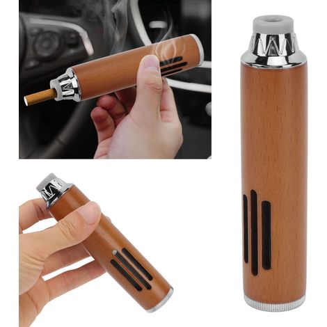 Cigarette Holder Mini Ashtray Portable Organizer Anti-Soot Iron Gray pour Voiture avec Capacité de 10 Cigarettes (130x28mm, Alliage Aluminium)