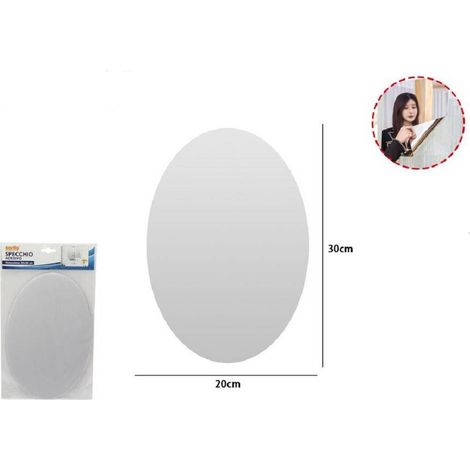 TRADE SHOP - Specchio Adesivo Forma Ovale Adesiva Murale Arredamento Casa 20 X 30 Cm - (1/2)